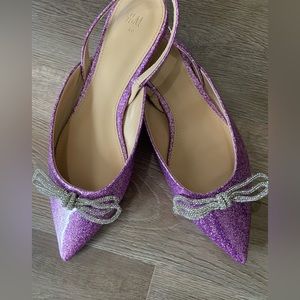NWOT H&M Bow Glitter Slingback